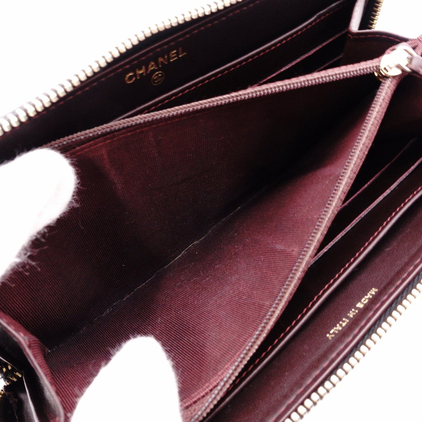 CHANEL Caviar Skin Matelassé Long Wallet, Leather, Black, with Gold Hardware