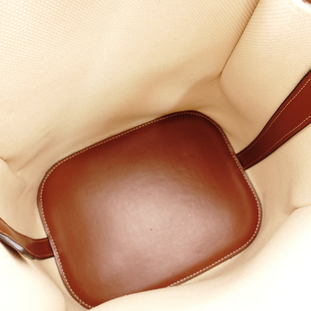 Burberry Peggy Bucket Small Logo Graphic Cotton Canvas 2-Way Bag Beige × Brown R801662