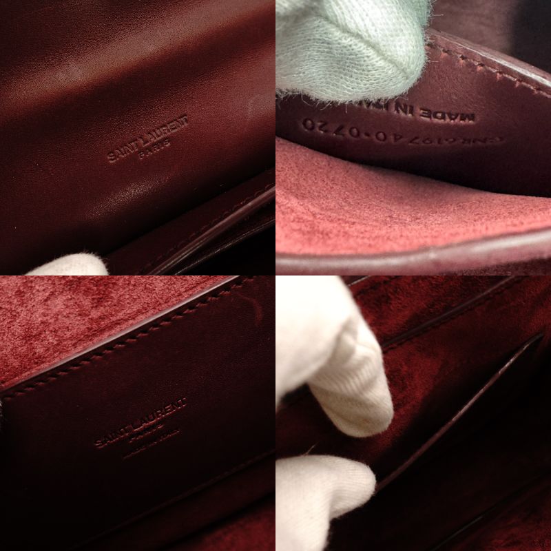 Saint Laurent Solferino Shoulder Bag YSL Burgundy Gold Hardware Leather R8011056