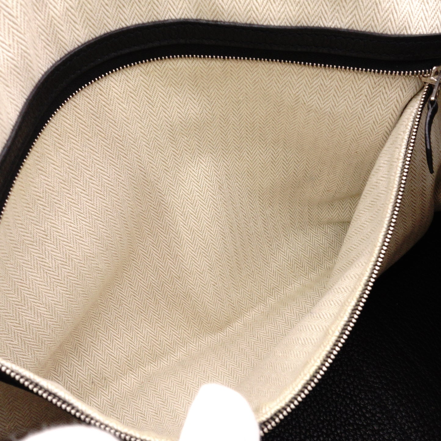 HERMES Garden Party PM Tote Bag, Leather, Black, Shoulder Strap, □N Stamp