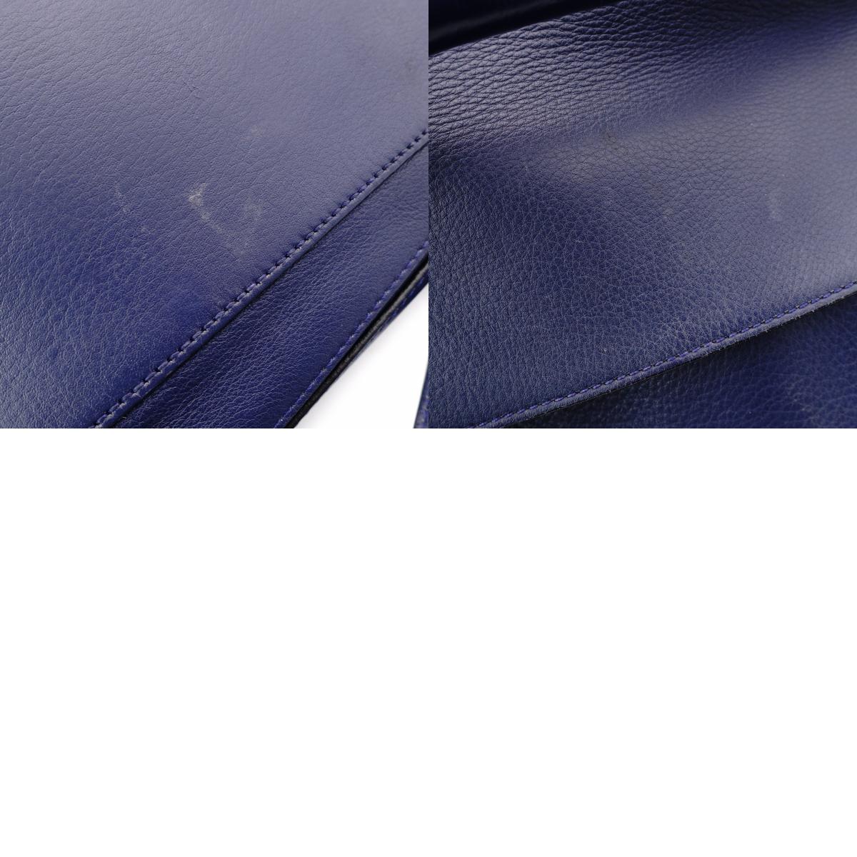 LOEWE Puzzle Small Handbag, Leather, Navy, 2-Way, Silver Hardware