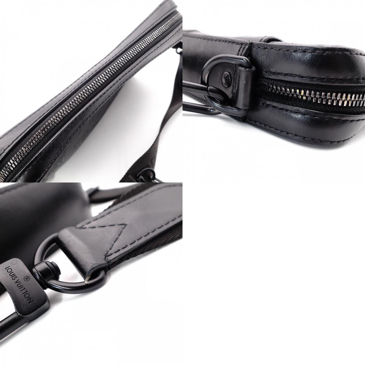LOUIS VUITTON Duo Messenger Monogram Shadow Shoulder Bag, Leather, Black