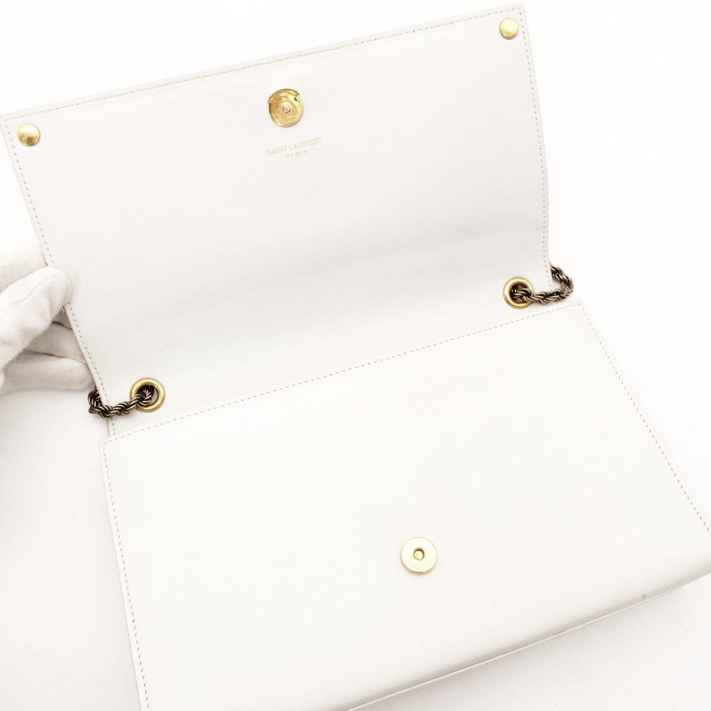 Saint Laurent Cassandra White Chain Shoulder Bag YSL White Leather Gold Hardware Crossbody R801912
