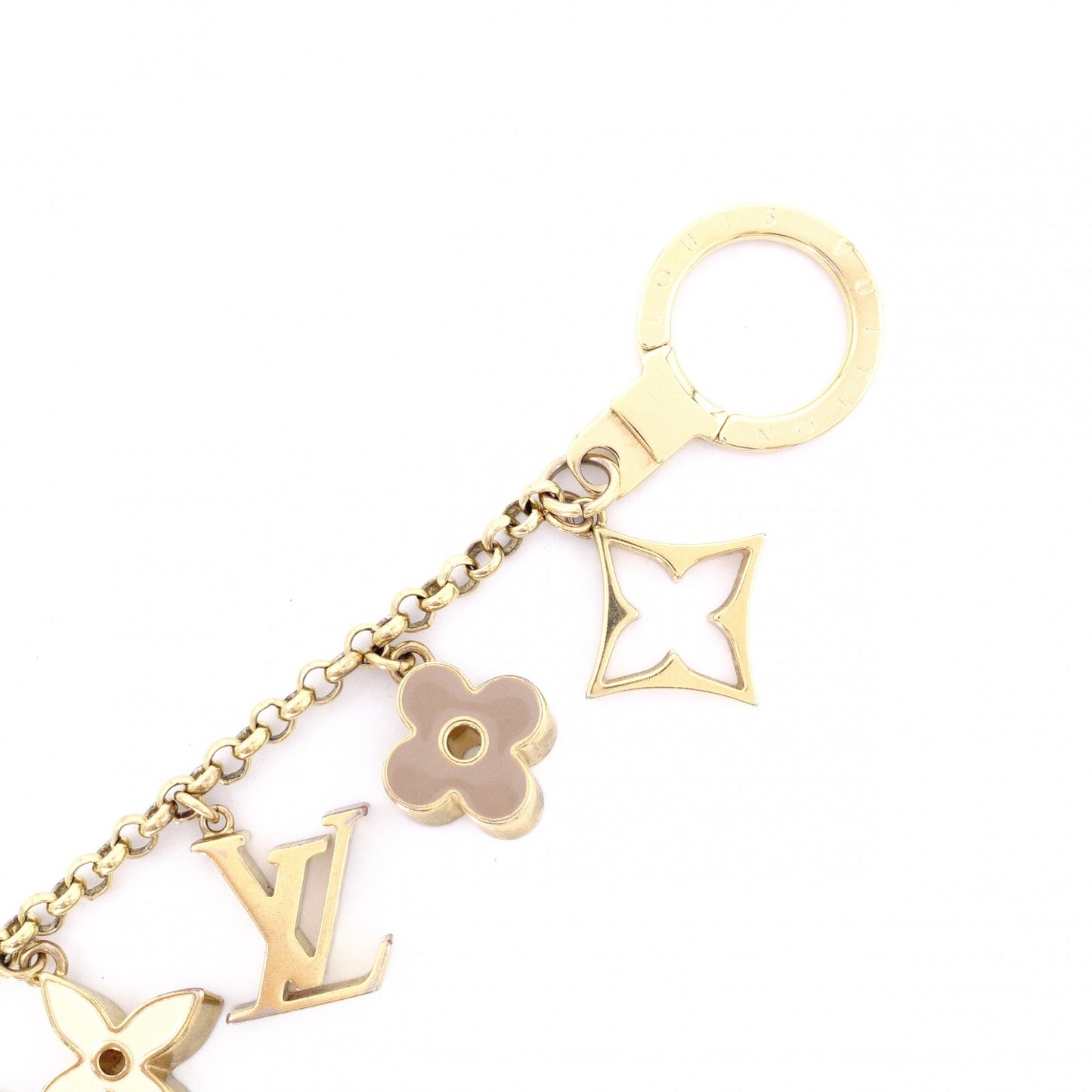 LOUIS VUITTON Monogram Fleur de Monogram Charm, Metal, Gold