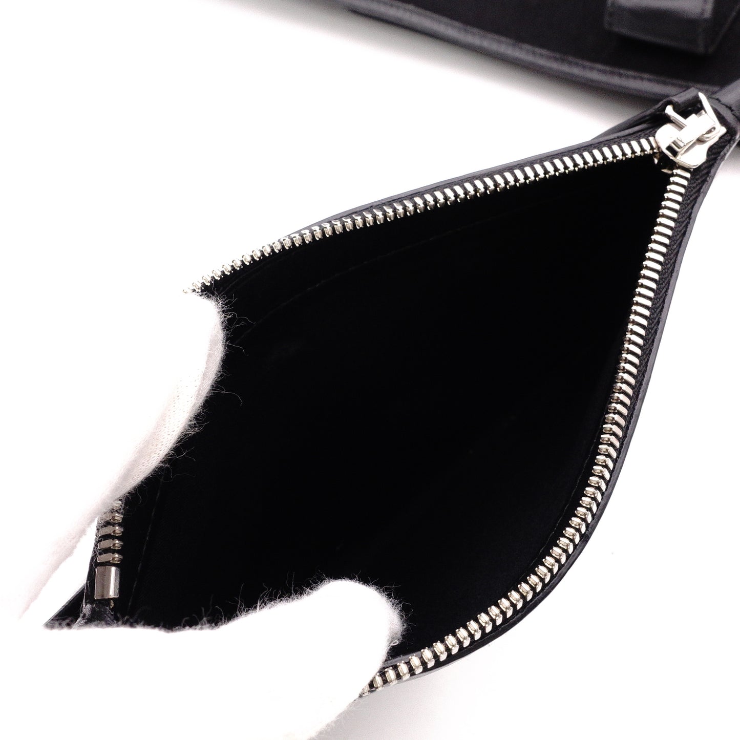 BALENCIAGA Navy Cabas Handbag, Leather/Canvas, Black, with Pouch