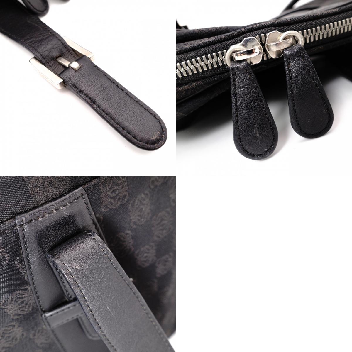 LOEWE Senda Vintage Shoulder Bag, Canvas and Leather, Black