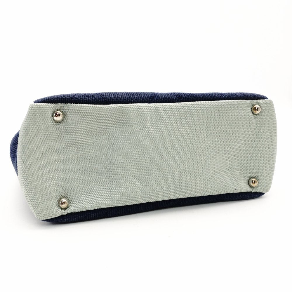 CHANEL Paris Biarritz PM Tote Bag Canvas Navy × Green Shoulder CC Logo R8020219