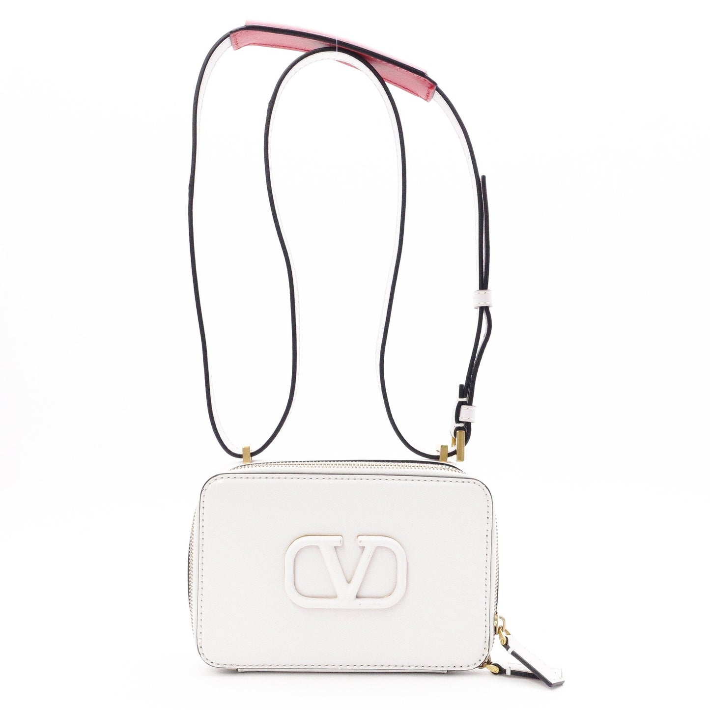 Valentino Garavani Camera Bag, Shoulder Bag, Leather, White, Crossbody, V Logo