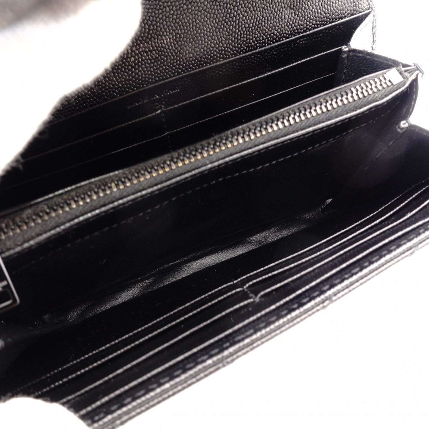 Saint Laurent Cassandra Long Wallet Black Leather Black Wallet YSL R801980