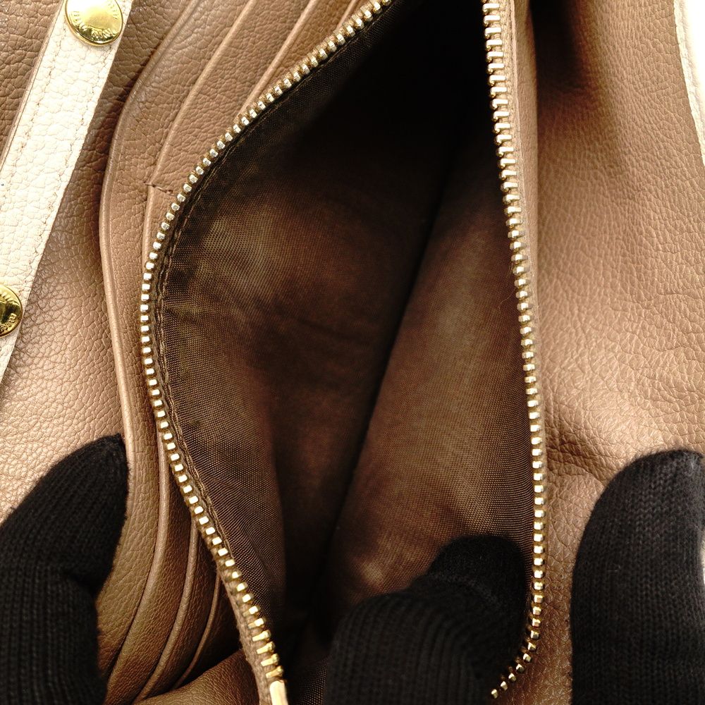 Miu Miu Chain Wallet Shoulder Bag Beige × Off-White Leather Logo 7-9-627