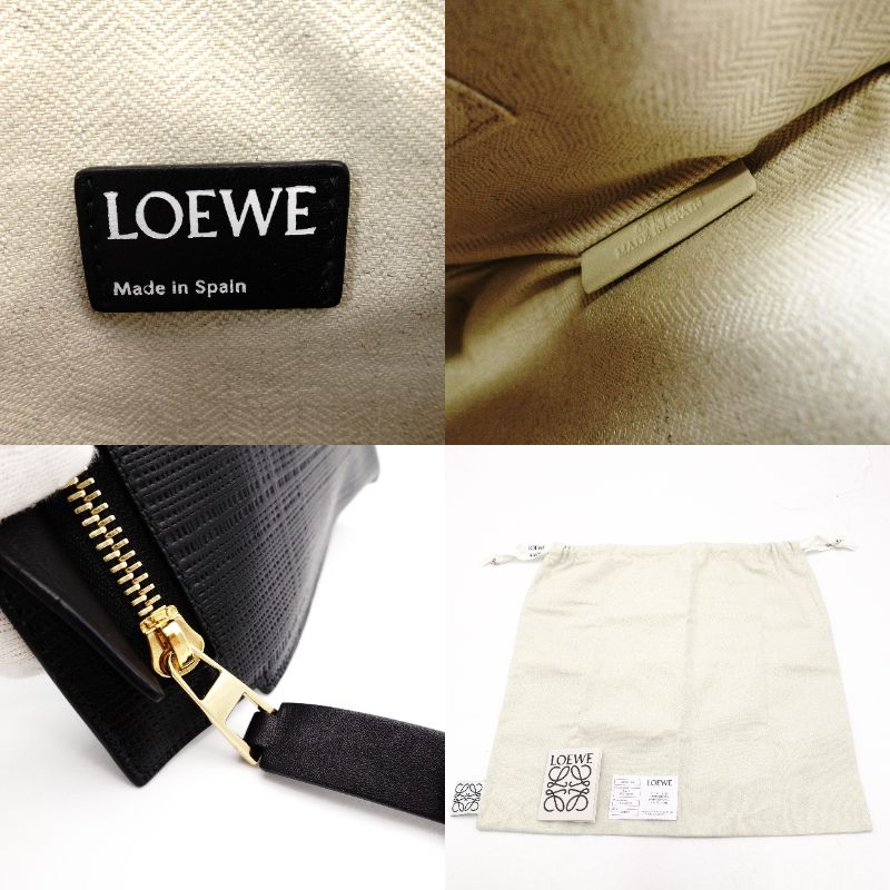 LOEWE Anagram Clutch Bag Black Leather Pouch Men's R8020278