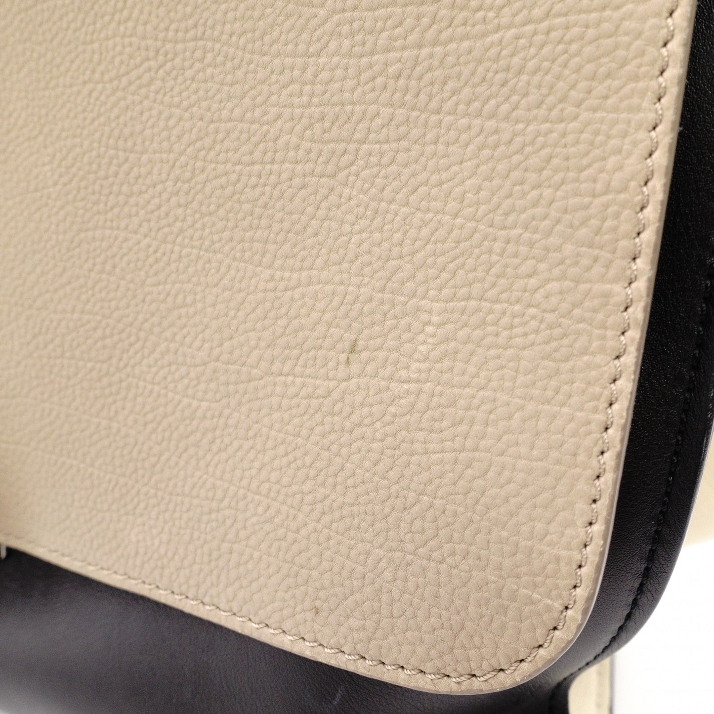 CELINE Trapeze Handbag, Leather, Black and Beige, 2-Way