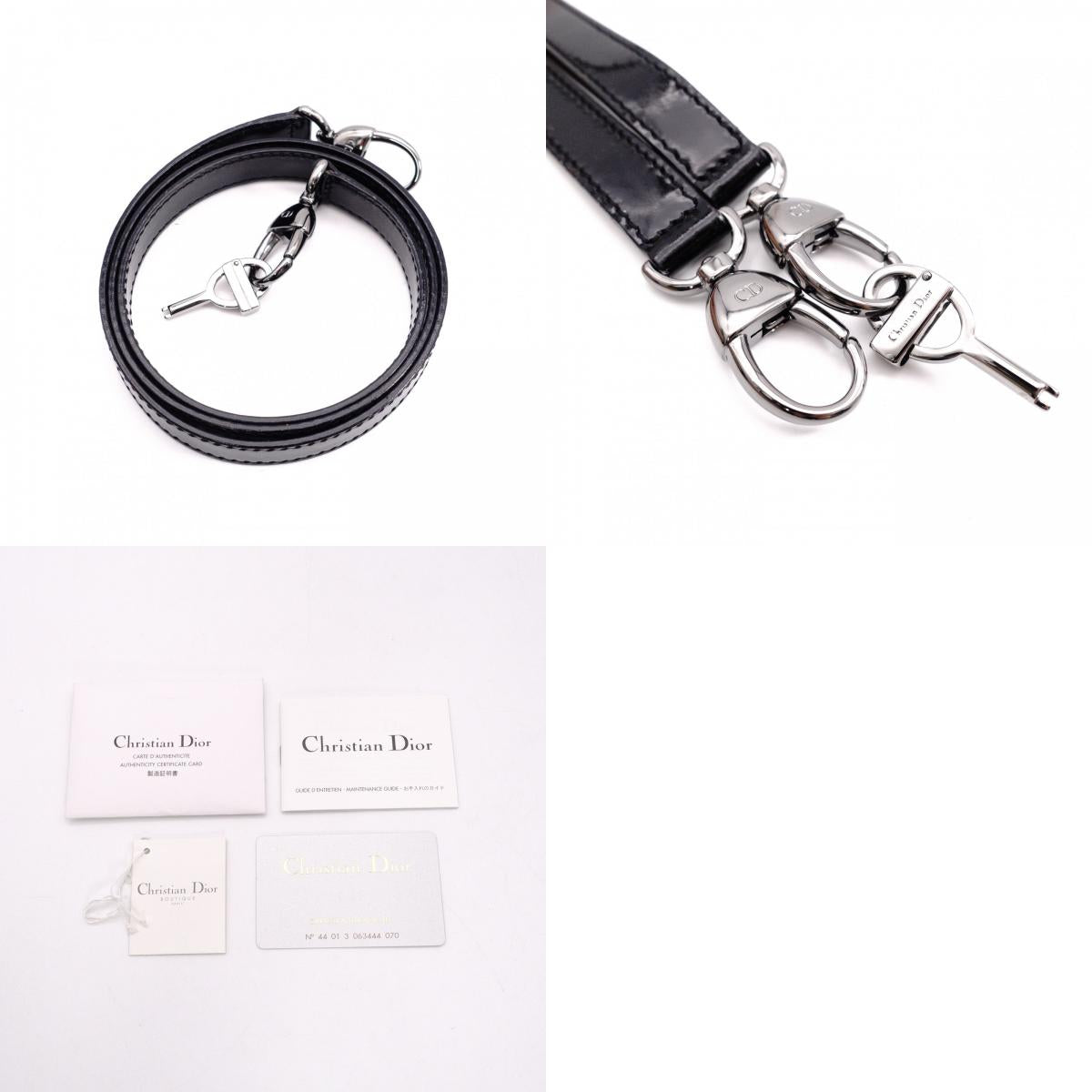 Christian Dior Marispare Handbag, Patent Leather, Black, 2-Way, Silver Hardware