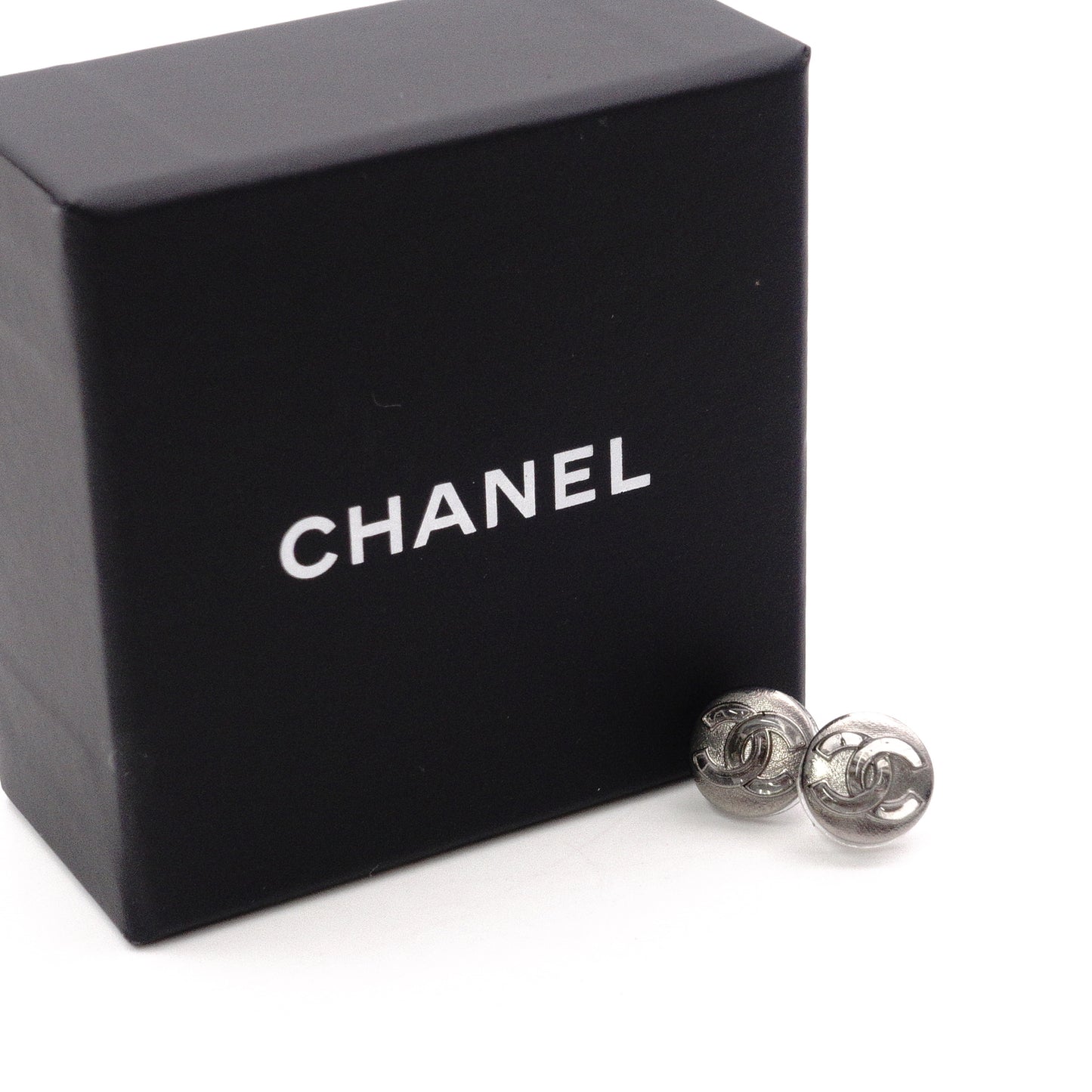 CHANEL Earrings, Metal, Gunmetal, Women's, Silver, CC Logo, Coco Logo