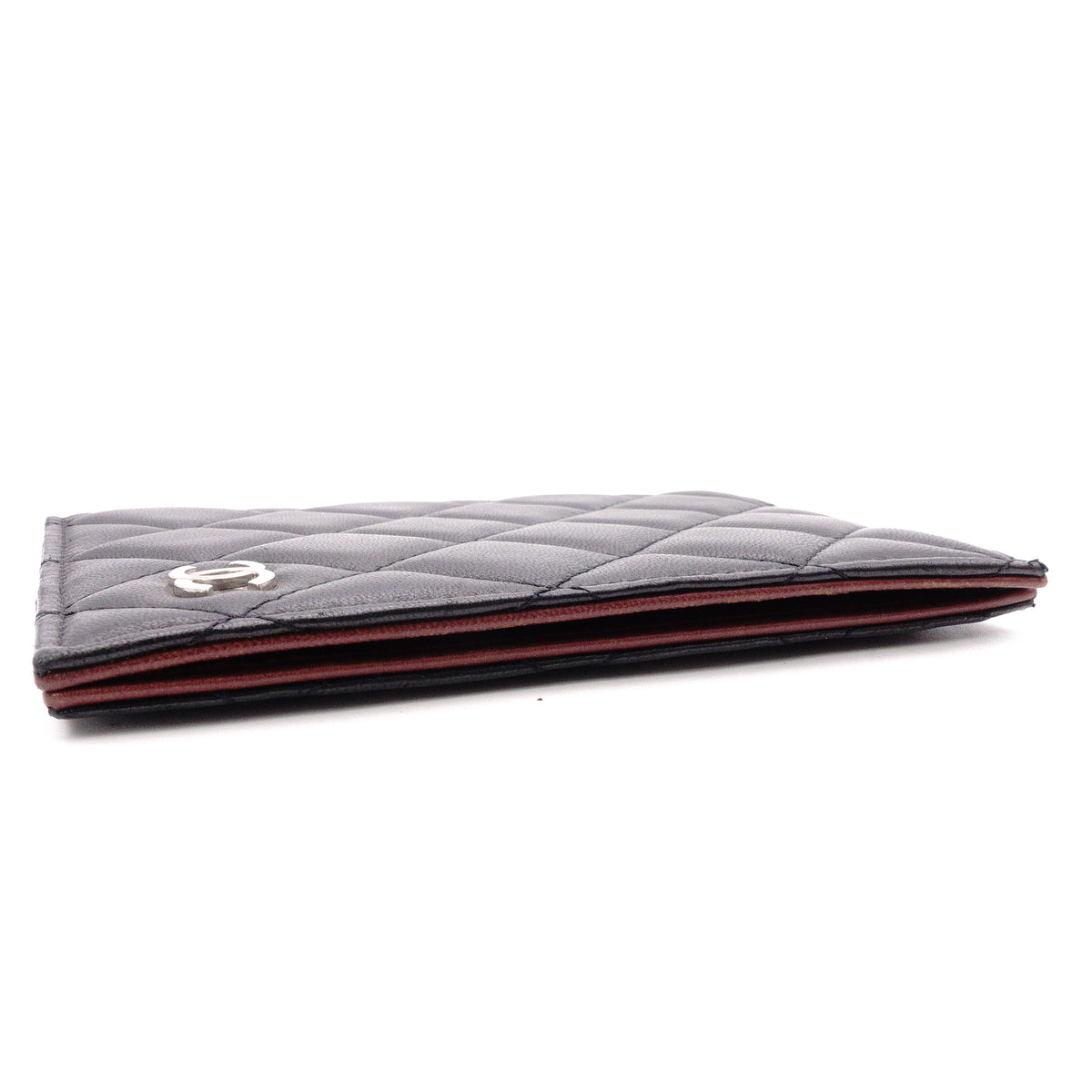 CHANEL Lambskin Notebook Cover, Leather, Black, Women's, CC Logo, Silver Hardware, Black