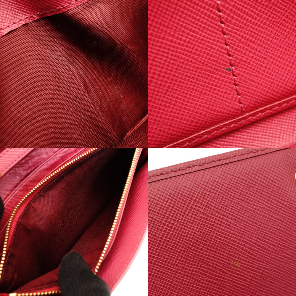 PRADA Saffiano Leather Chain Wallet Pink Gold Hardware Shoulder Bag 7-9-406