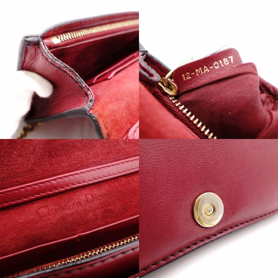 Christian Dior J'Adior Chain Shoulder Bag Red Leather Gold Crossbody R8011027