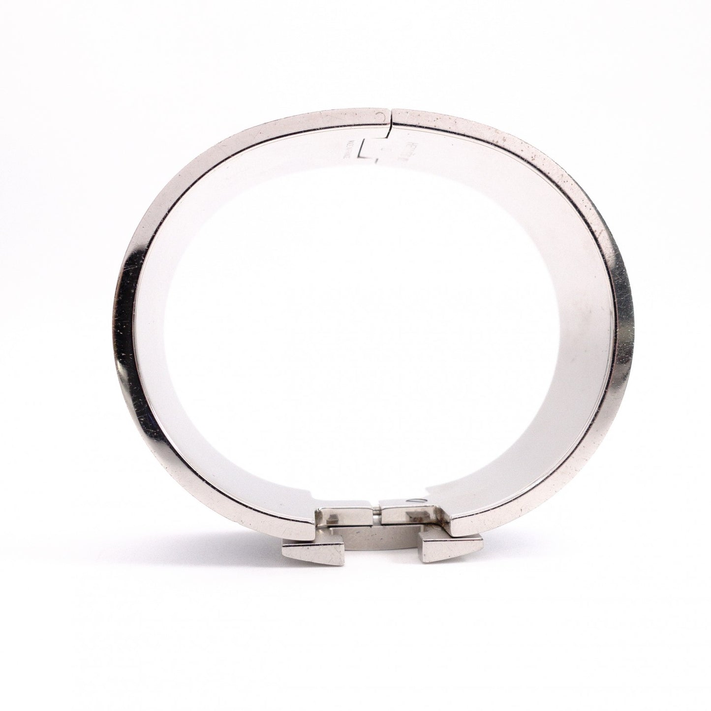 HERMES Click-Clack Bangle, Metal, Silver, Purple, H Logo