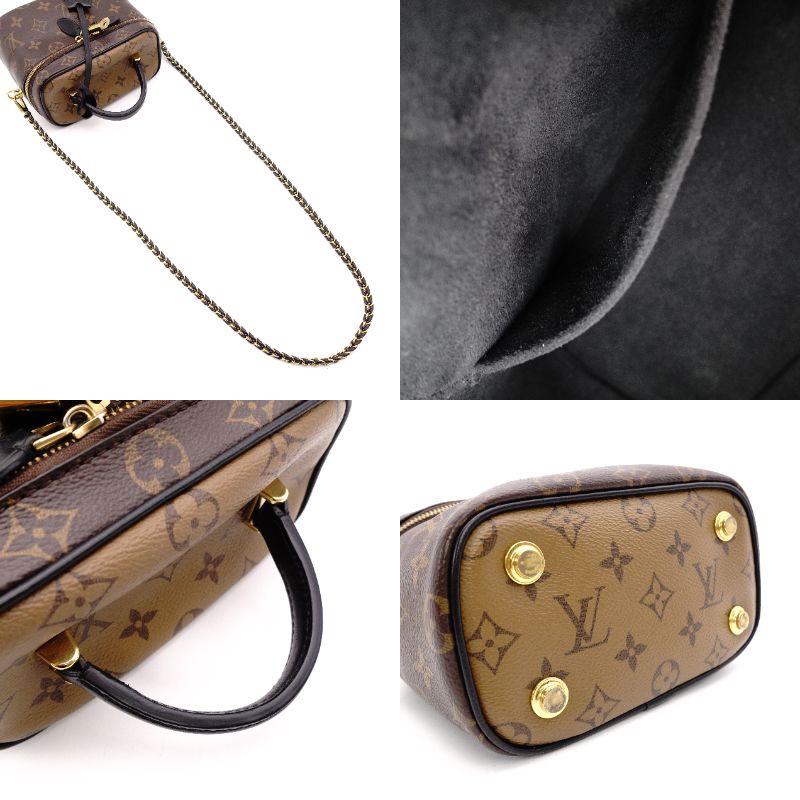 LOUIS VUITTON Monogram Reverse Vanity Handbag 2-Way Brown Tone Shoulder Bag PVC R8011023