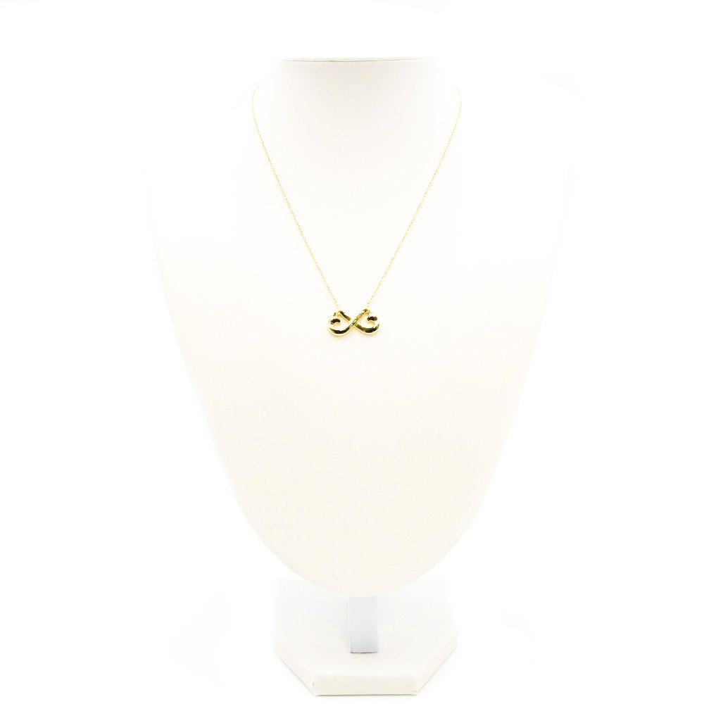 Tiffany & Co. Double Loving Heart Infinity Necklace 18K Gold Approx. 5.3g 7-10-031