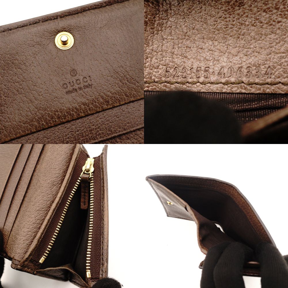 GUCCI Off-Dia Mini Wallet GG Canvas Sherry Line Bifold Wallet GG Logo PVC Leather 7-9-659