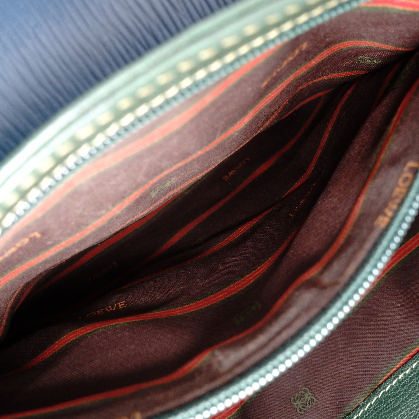 LOEWE Velasquez Handbag 2-Way Leather Blue x Green Shoulder R8020081