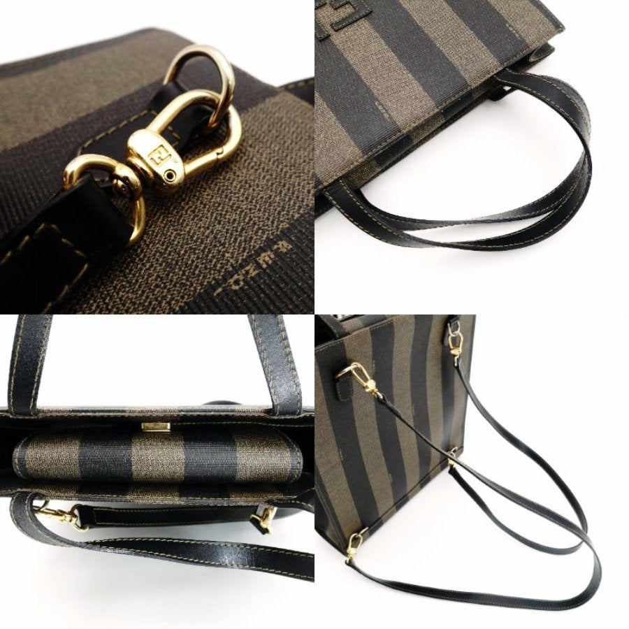 FENDI Pecan 2-Way Backpack Handbag Brown × Black PVC Leather R8020285