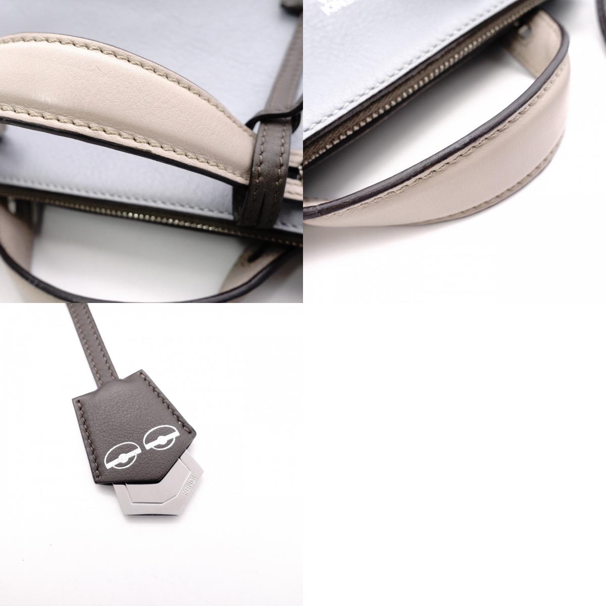 FENDI By the Way Handbag, Leather, Blue, 2-Way Crossbody with Charm