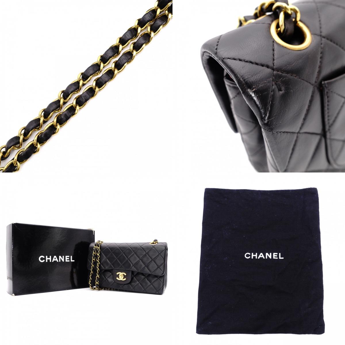 CHANEL Double Flap Matelassé Lambskin Classic Shoulder Bag, Leather, Black with Gold Hardware