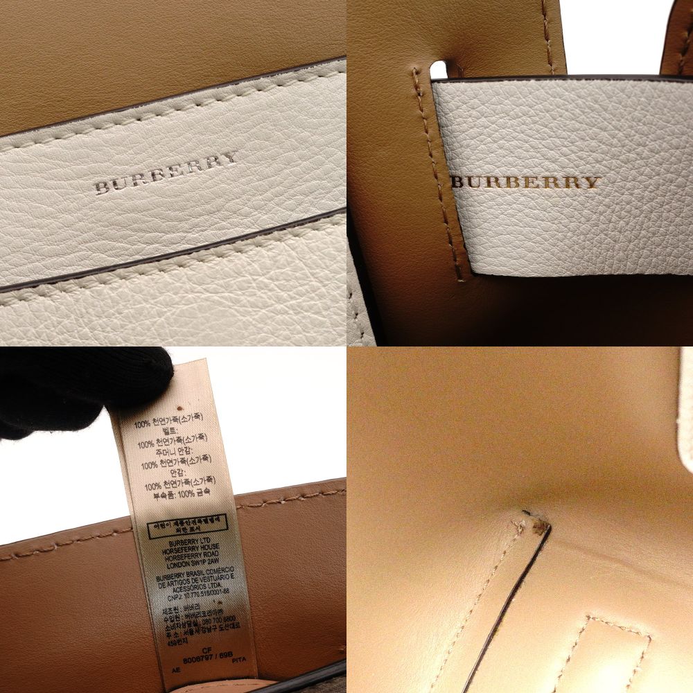 BURBERRY Belt Bag Handbag Beige × White × Green Leather 7-9-437