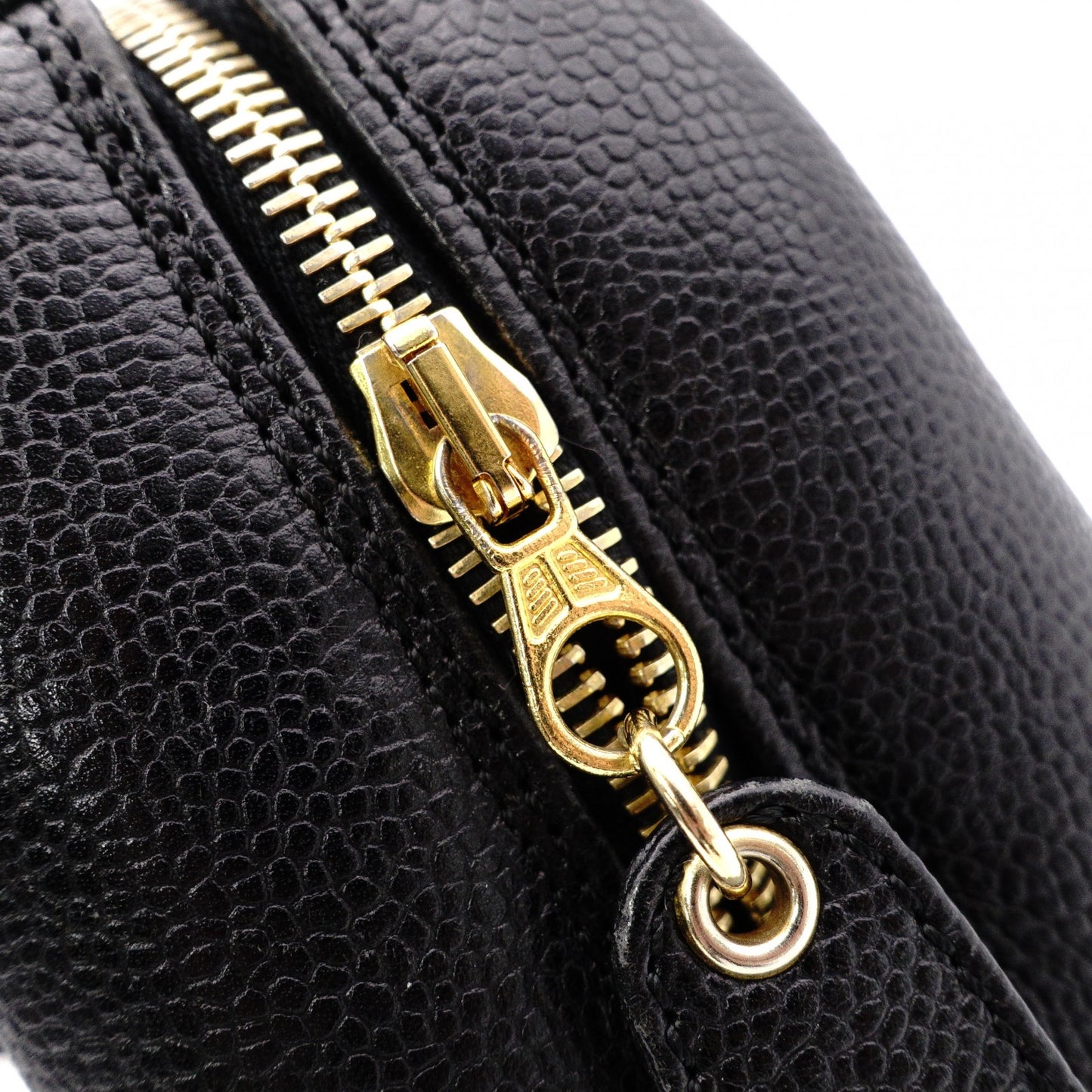 CHANEL Chain Shoulder Bag, Caviar Leather, Black, Gold Hardware