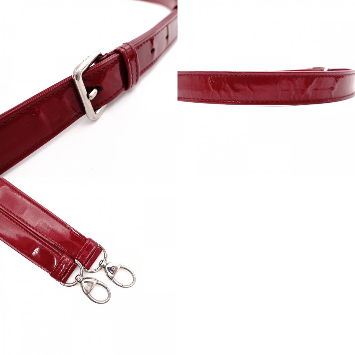 Christian Dior Medium Lady Dior Handbag, Patent Leather, Red, 2-Way, Silver Hardware