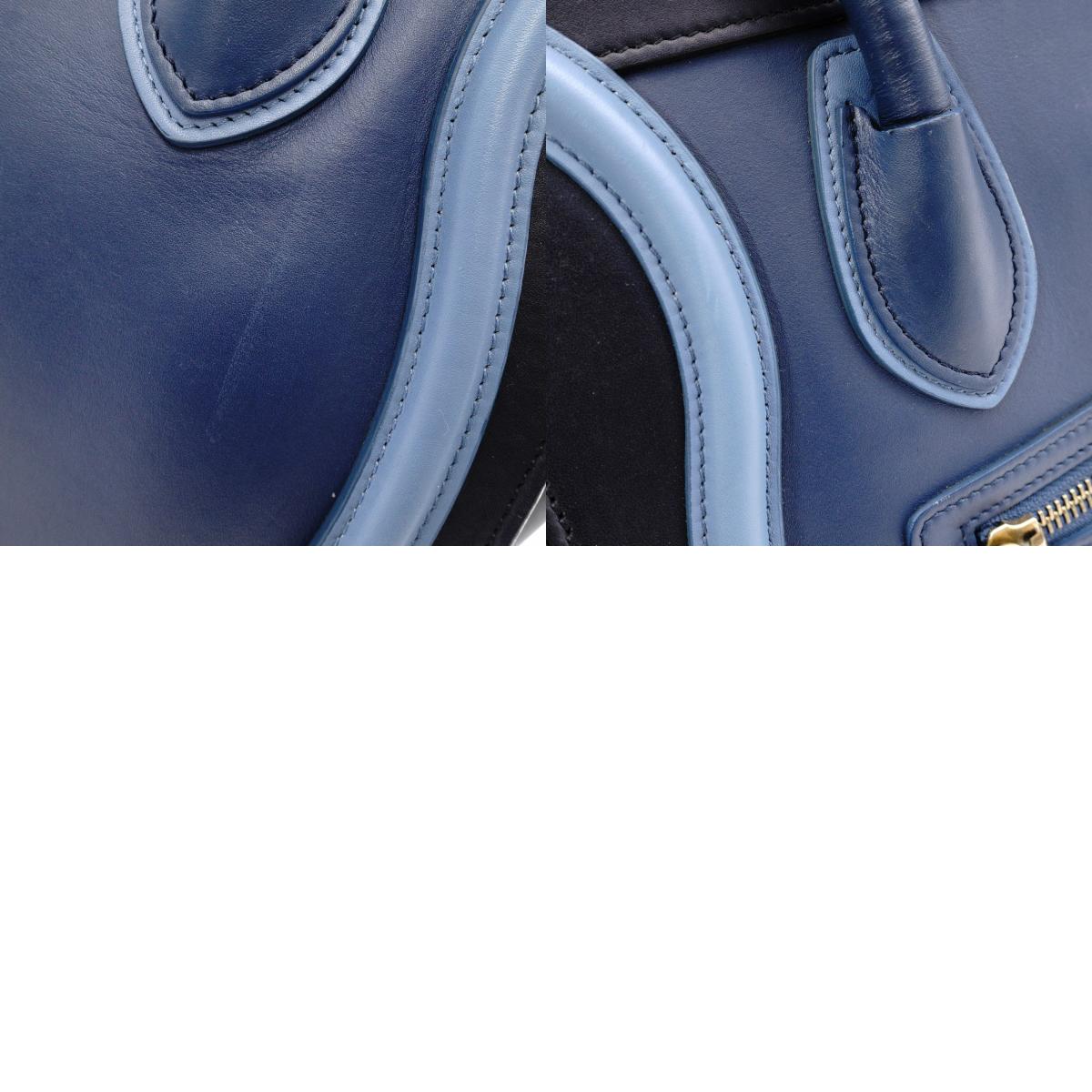 CELINE Luggage Micro Handbag, Leather, Blue, Tote Bag