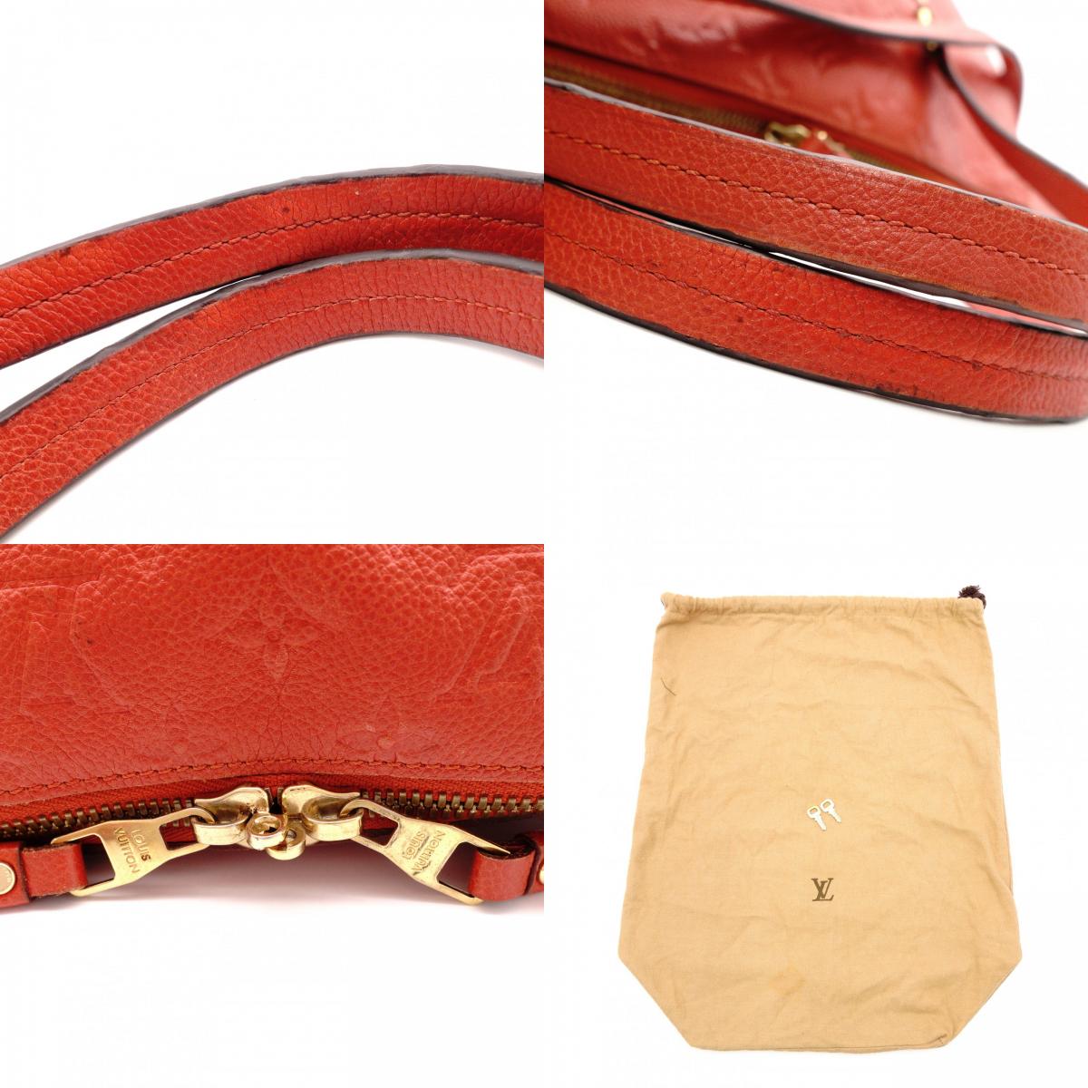 LOUIS VUITTON Lumineux PM Monogram Implant Shoulder Bag, Leather, Orange, 2-Way