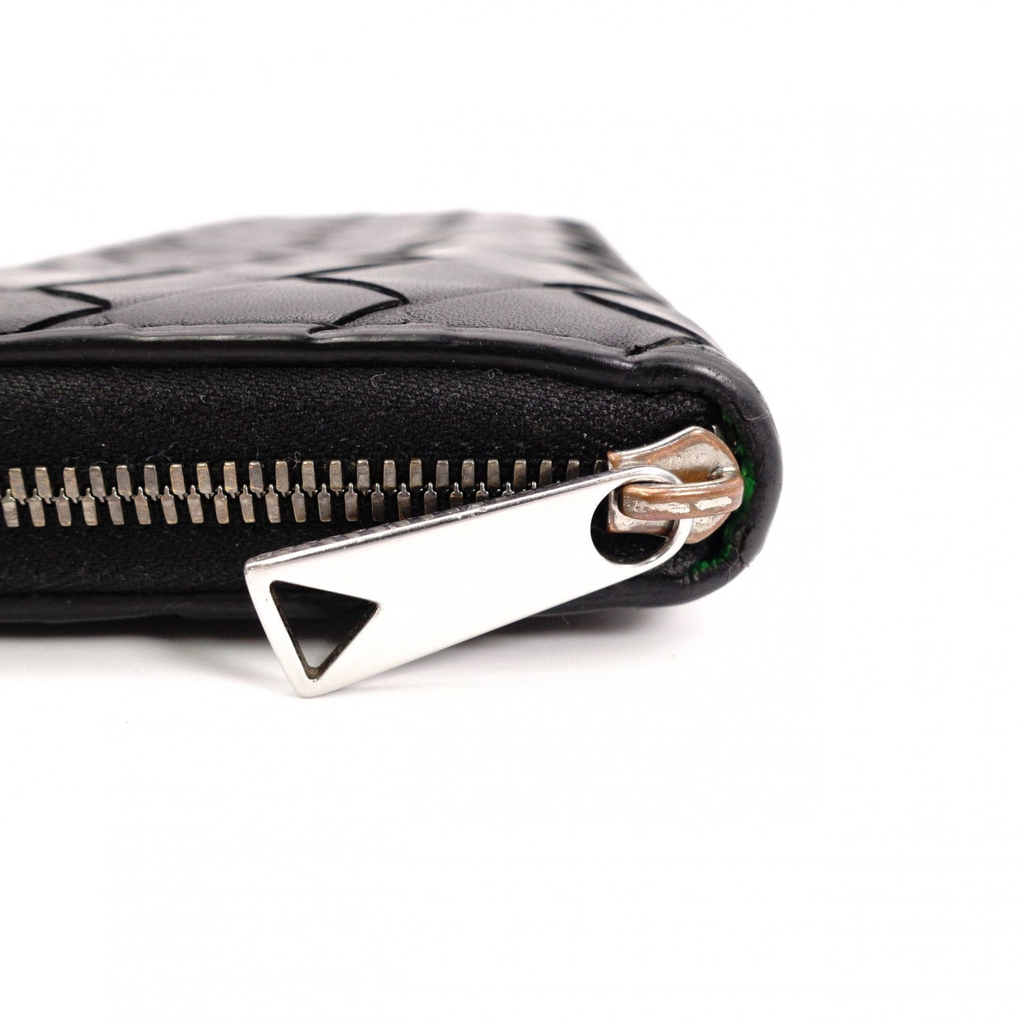 BOTTEGAVENETA Bottega Veneta Intrecciato Long Wallet, Leather, Black and Green, Men's Wallet