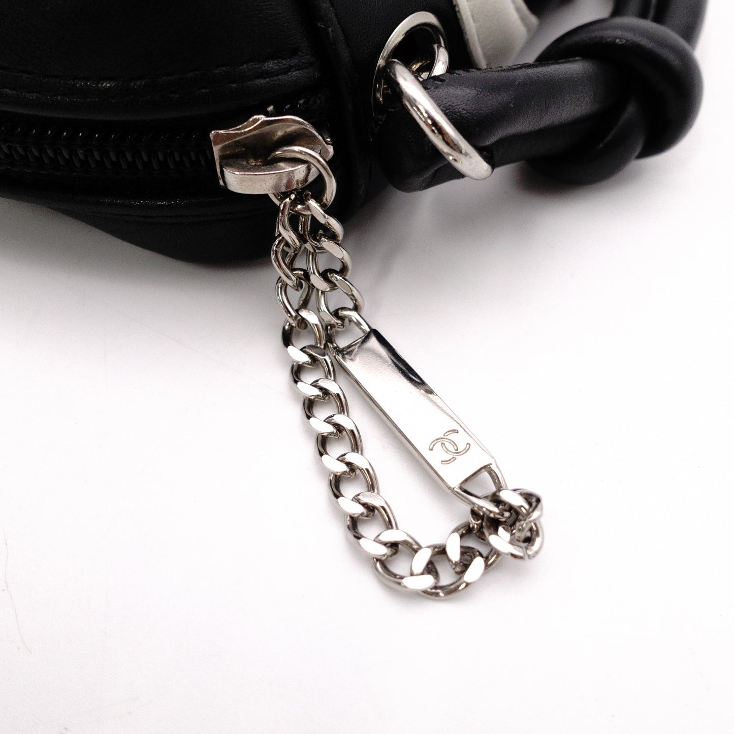 CHANEL Lambskin Cambon Line Shoulder Bag, Leather, Black with Silver Hardware