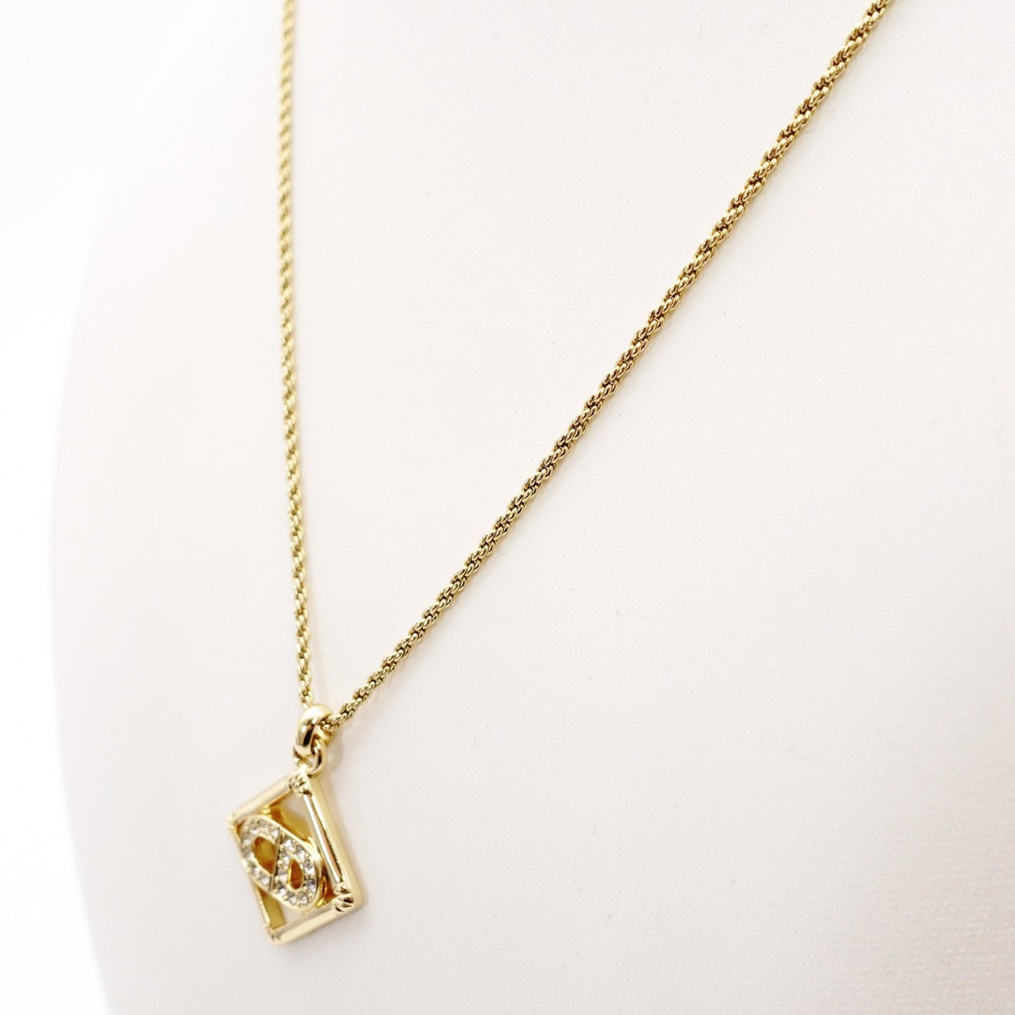 Christian Dior Necklace Gold Rhinestone