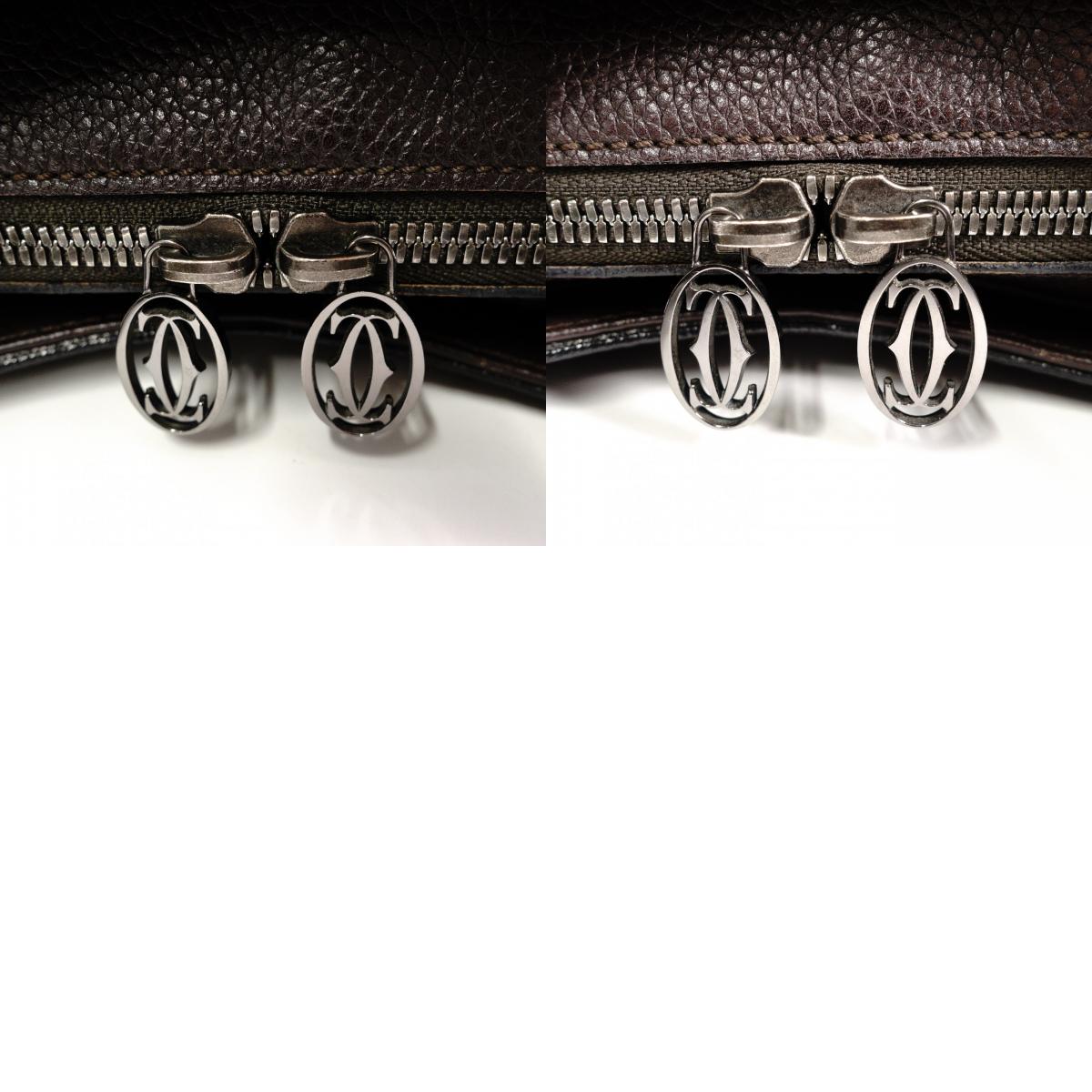 CARTIER Marcello de Cartier Tote Bag, Leather, Brown, 2-Way, Silver Hardware
