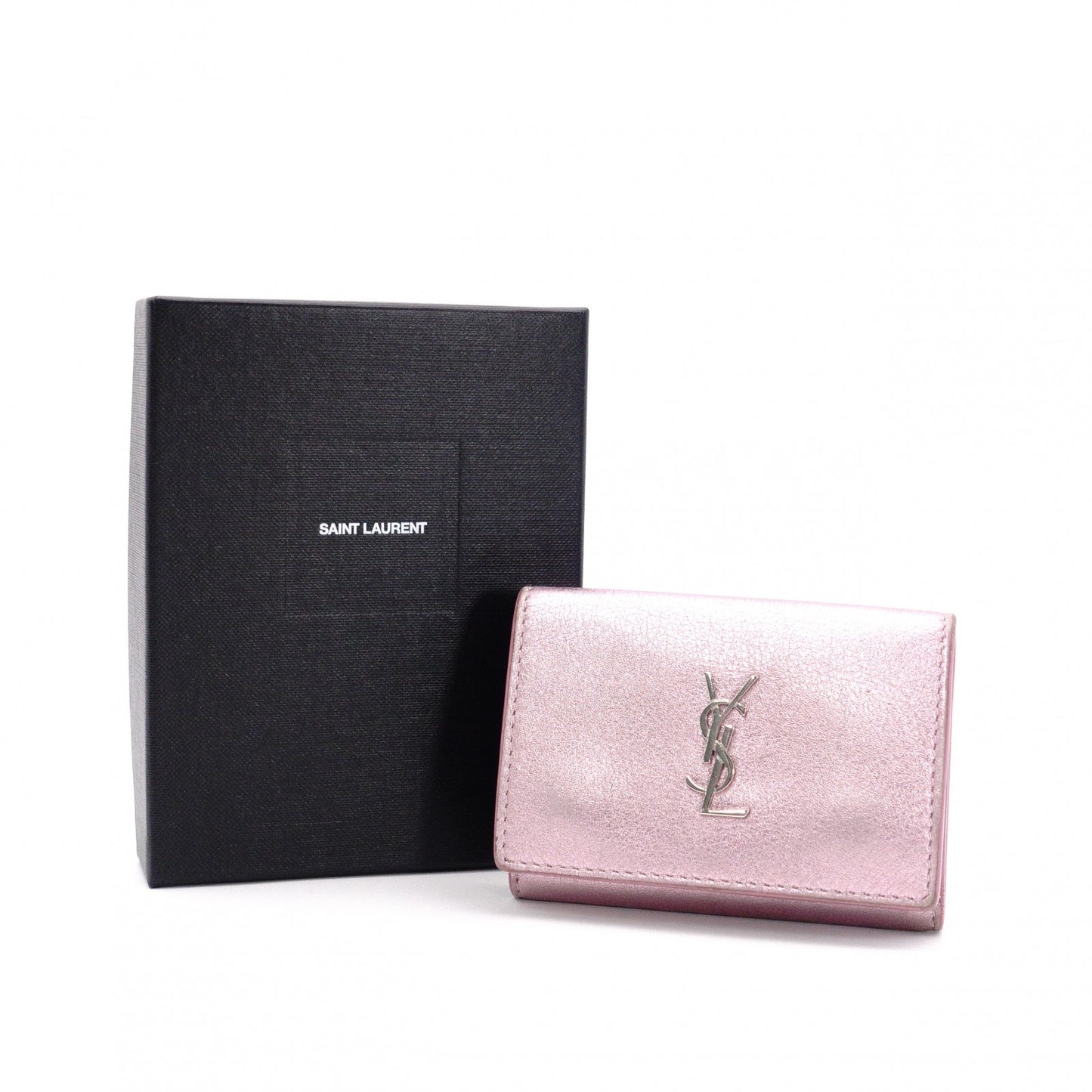 YVES SAINT LAURENT Cassandra Coin Purse, Leather, Metallic Pink