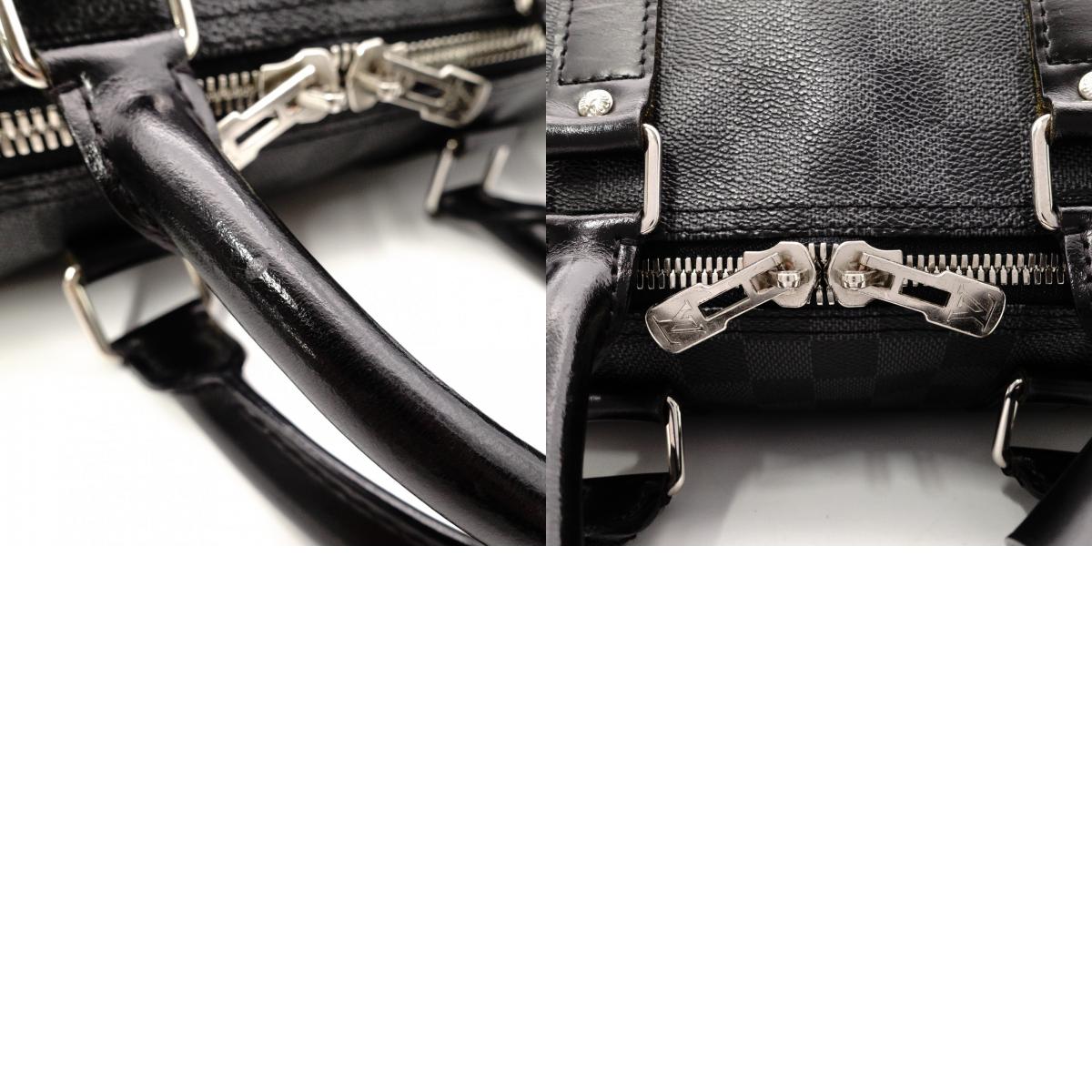 LOUIS VUITTON Boston Bag, PVC and Leather, Gray, Men's, Travel, Damier Graphite