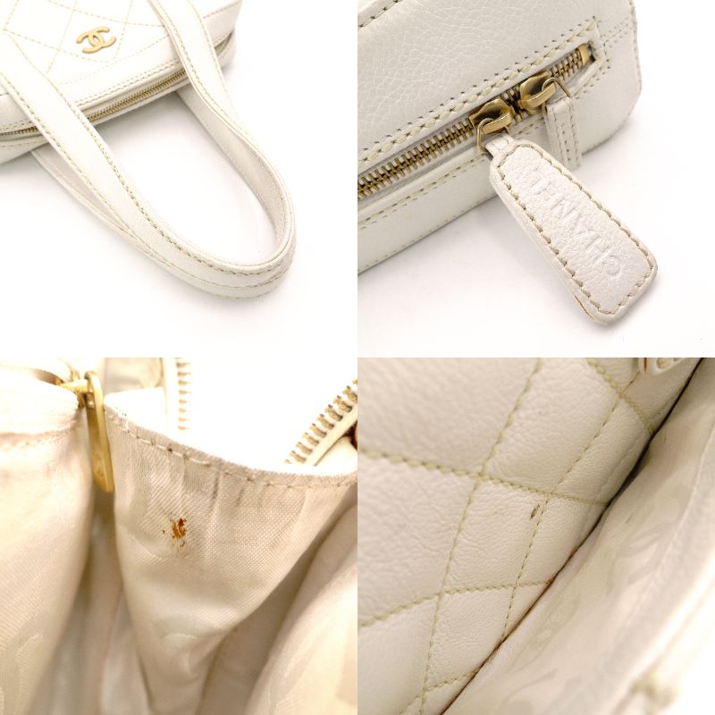 CHANEL Wild Stitch Handbag Leather White