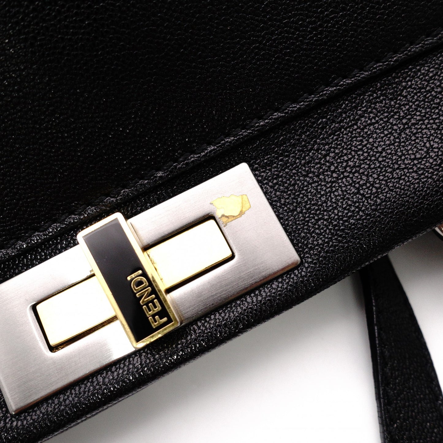 FENDI Peekaboo Handbag, Leather, Black, 2-Way, Gold Hardware, Crossbody