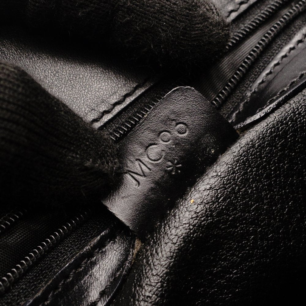 Céline Macadam One Shoulder Bag PVC Leather Black × Brown Vintage 7-10-395