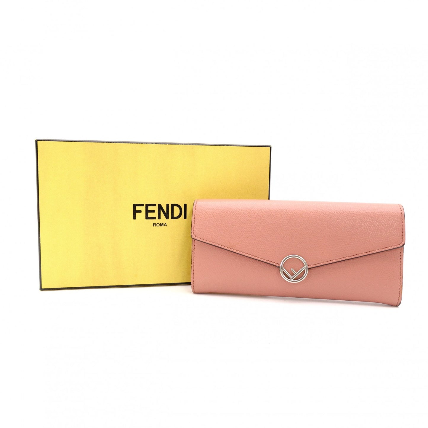 FENDI F Is F Long Wallet Leather Coral Pink Wallet