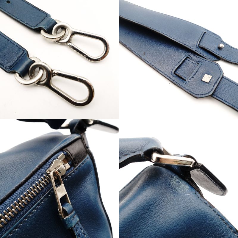 LOEWE Puzzle Bag Medium Handbag Leather Blue × Purple × Black 2-Way Shoulder 7-10-272