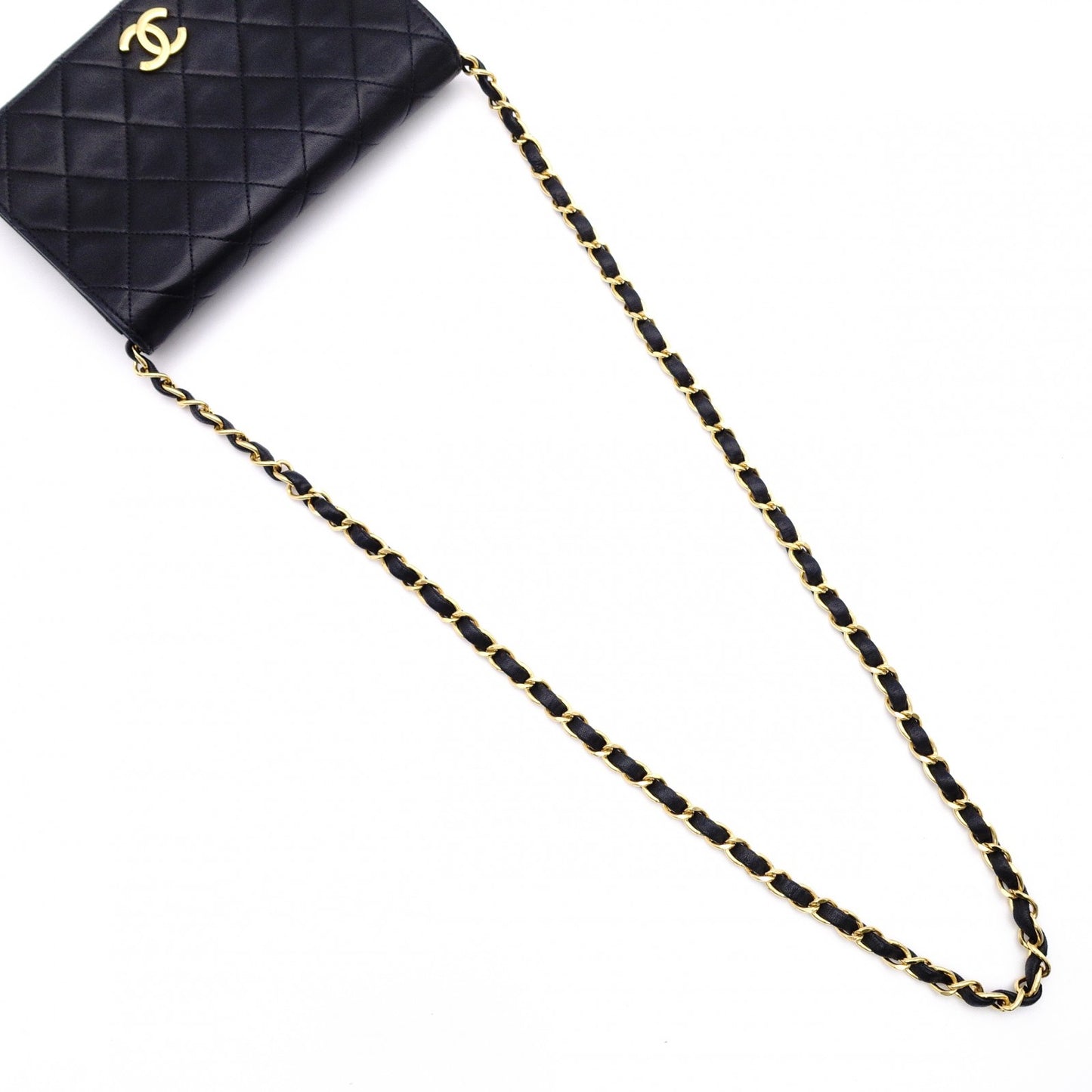 CHANEL Matelassé Shoulder Bag Leather Black Gold Hardware