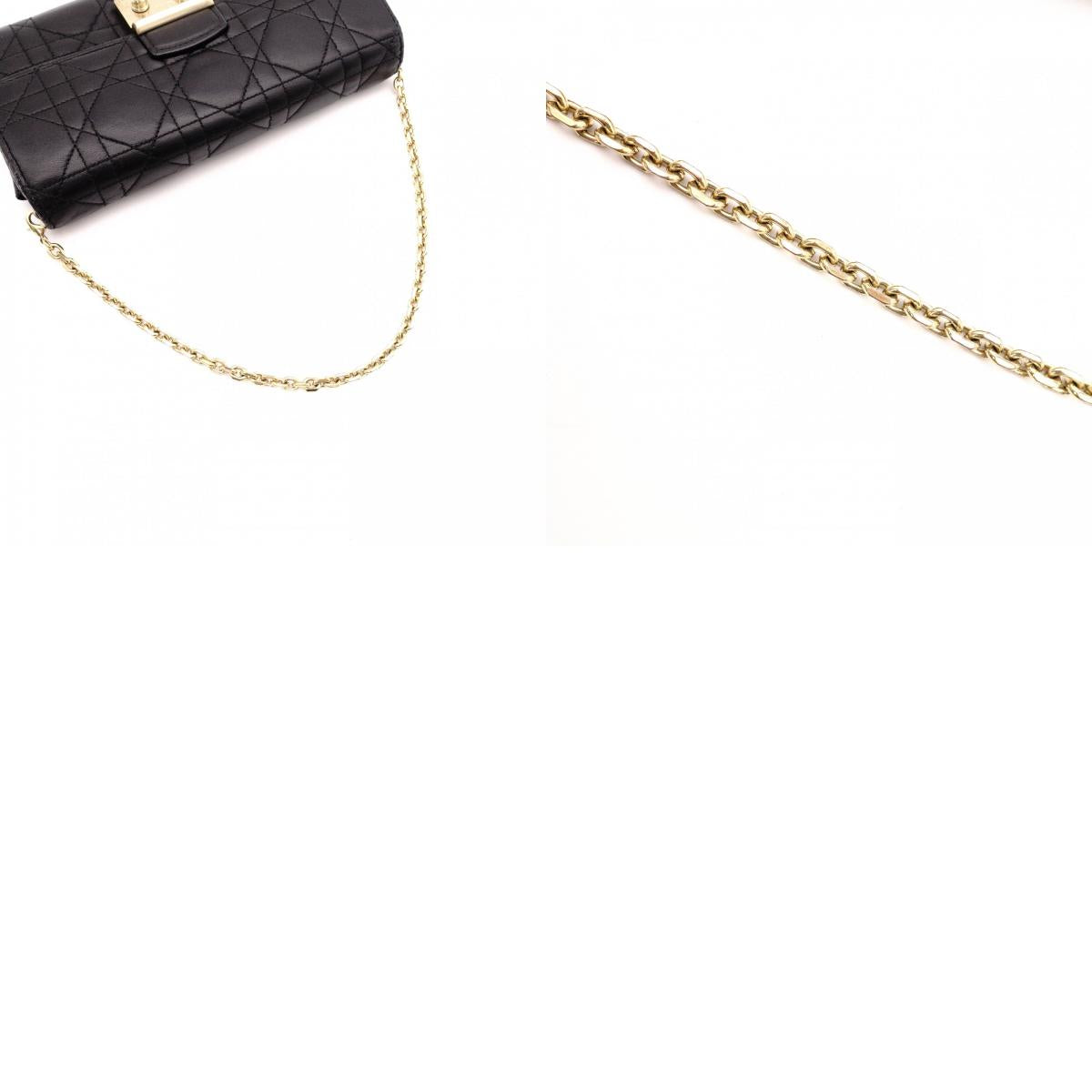 Christian Dior Miss Dior Chain Wallet, Long Wallet, Leather, Black with Gold Hardware