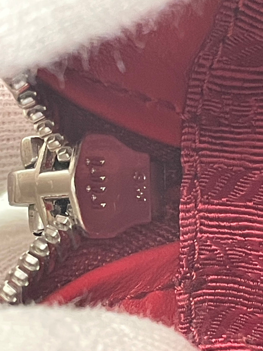 PRADA Diagram Chain Shoulder Bag Red Leather Silver Hardware Crossbody 7-10-721