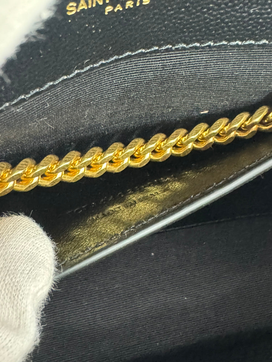 Saint Laurent Kate Medium Chain Shoulder Bag Black Leather Black Gold Hardware Crossbody 7-11-825