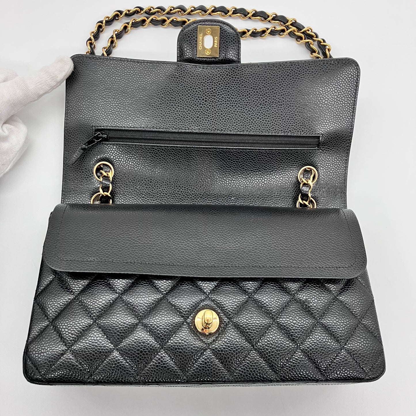 CHANEL Matelasse Caviar W Flap W Chain IC plate